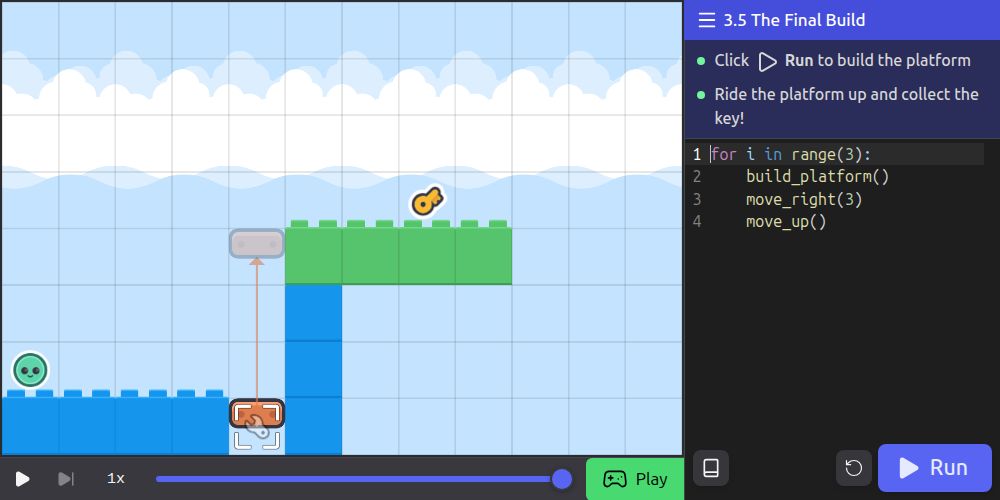 Interactive lesson with builder animation
